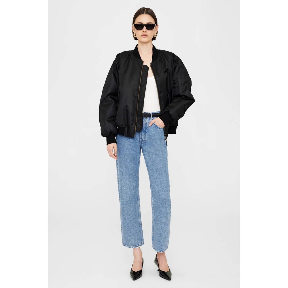 Anine Bing Leon Bomber Jacket Medium Black Streetwear NWT $400